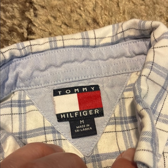 Tommy Hilfiger Blue and White Plaid Button Down Shirt - Picture 2 of 8
